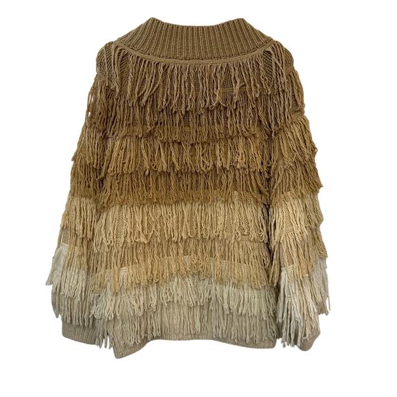 Jen's Pirate Booty Berber Fringe Cardigan Sweater Bomber Jacket Boho Small - Picture 3 of 8